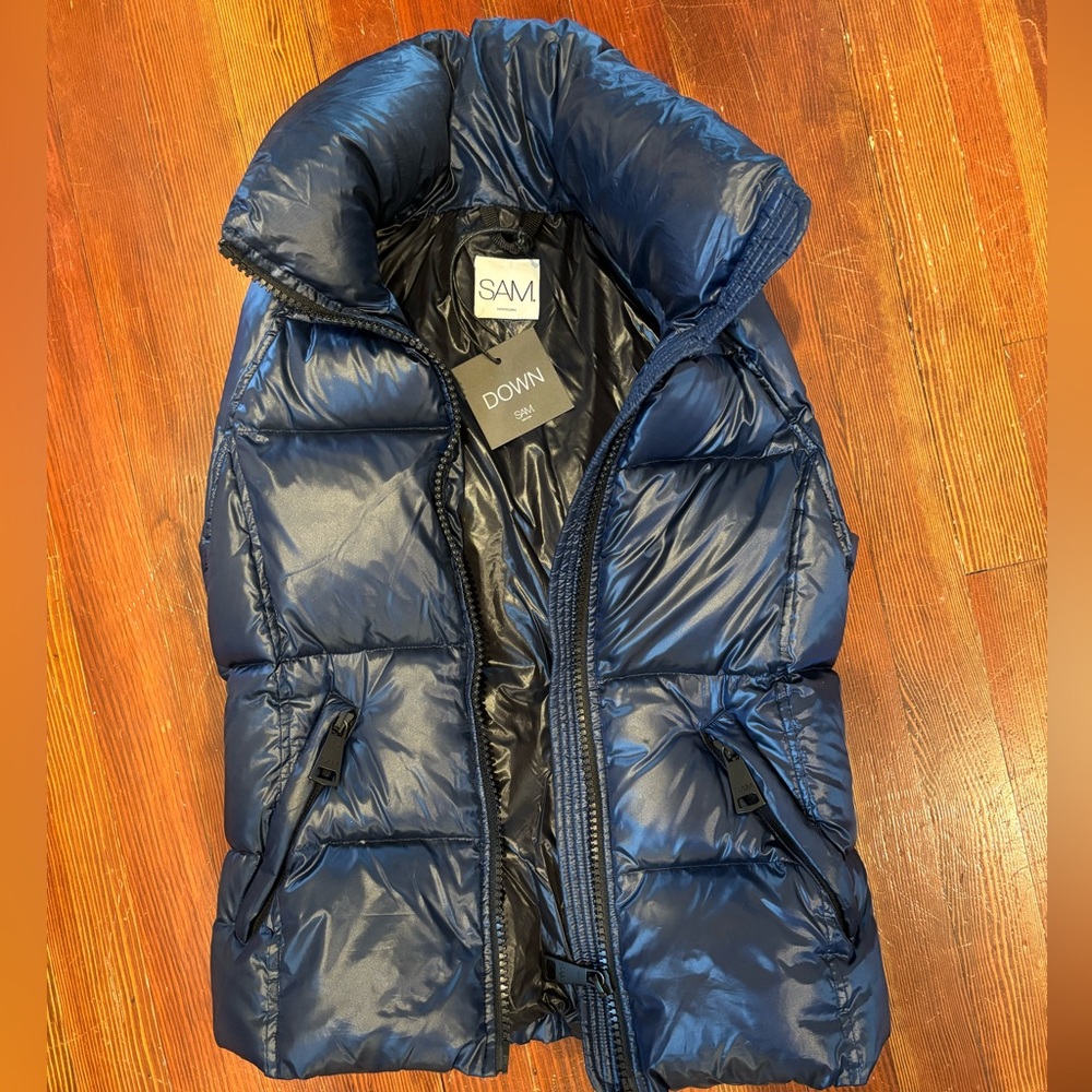 SAM New York navy blue shine down puffer vest